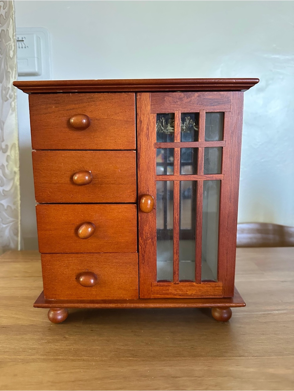 Wooden Jewelry Armoire Chest with Glass Door - Brown